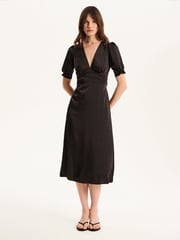Omnes Black Odette Midi Tie Back Dress - Image 3 of 5