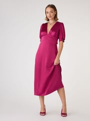 Omnes Pink Odette Midi Tie Back Dress - Image 1 of 5