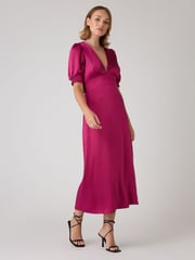 Omnes Pink Odette Midi Tie Back Dress - Image 2 of 5