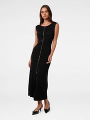 Forever New Black Harriet Zip Through Midi Dress - Image 1 of 4