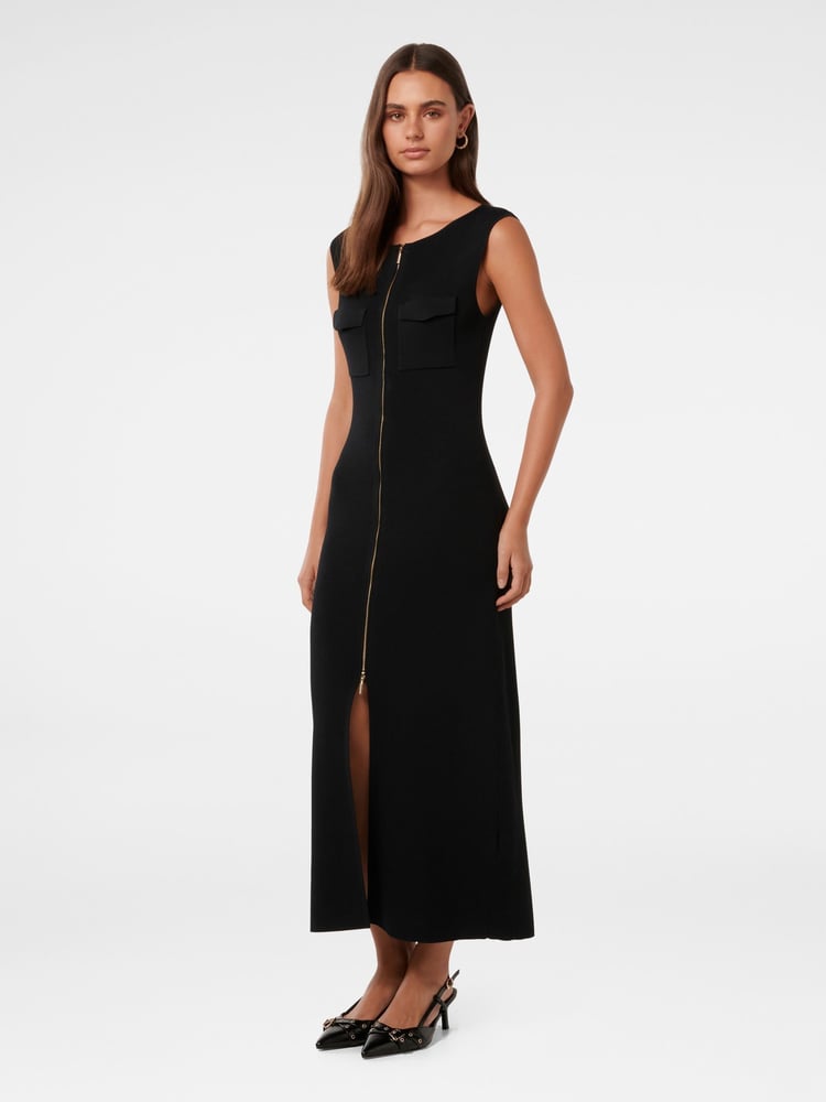 Forever New Black Harriet Zip Through Midi Dress - Image 4 of 4