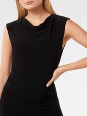 Forever New Black Carrie Draped Bodycon Midi Dress - Image 3 of 4