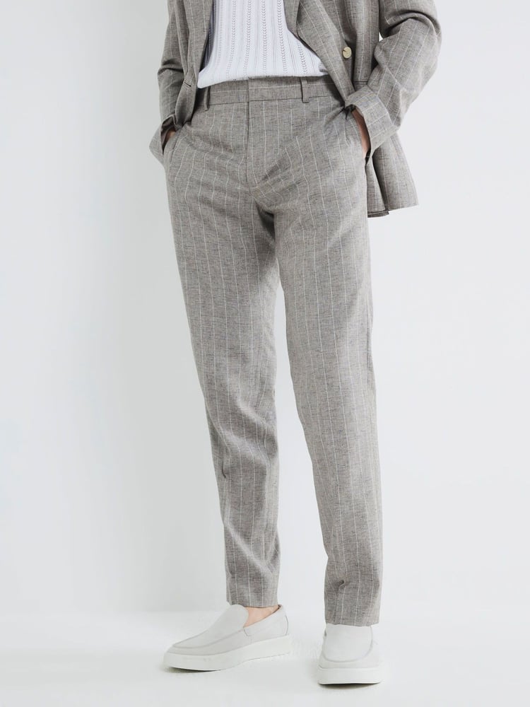 River Island Grey Stripe Suit Trousers - Image 1 of 5