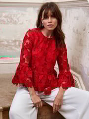Mint Velvet Red Floral Applique Top - Image 5 of 8