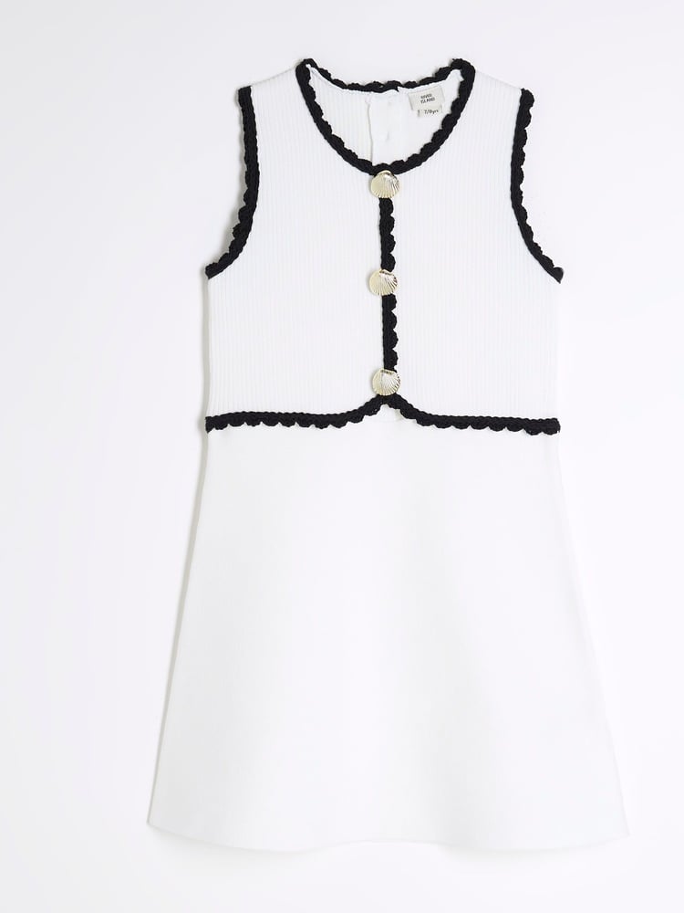 River Island White Girls Shell Dress - Image 1 of 4 River Island White Girls Shell Dress - Image 1 of 4
