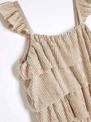 River Island Gold Girls Gold Plisse Ruffle Jumpsuit - Image 3 of 4