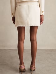 Reiss White Mia Bouclé Belted Mini Skirt With Wool and Cotton - Image 5 of 6