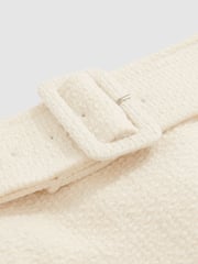 Reiss White Mia Bouclé Belted Mini Skirt With Wool and Cotton - Image 6 of 6