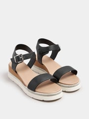 Yours Curve Black Extra Wide Fit Wide Fit Flatform Gem Sandals - Image 2 of 4