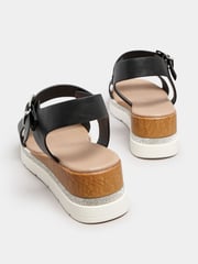 Yours Curve Black Extra Wide Fit Wide Fit Flatform Gem Sandals - Image 3 of 4