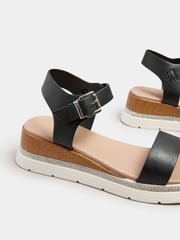 Yours Curve Black Extra Wide Fit Wide Fit Flatform Gem Sandals - Image 4 of 4