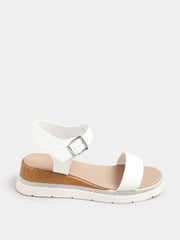 Yours Curve Chalk White Extra Wide Fit Wide Fit Flatform Gem Sandals - Image 2 of 4