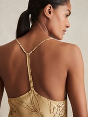 Reiss Gold Rochelle Satin Floral-Print Slip Maxi Dress - Image 4 of 7