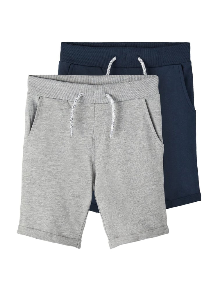 Name It Grey 2 Pack Cotton Jogger Shorts - Image 1 of 5