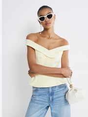 River Island Yellow Double Breasted Bardot Blouses - Image 1 of 4