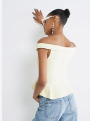 River Island Yellow Double Breasted Bardot Blouses - Image 2 of 4