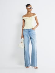 River Island Yellow Double Breasted Bardot Blouses - Image 4 of 4