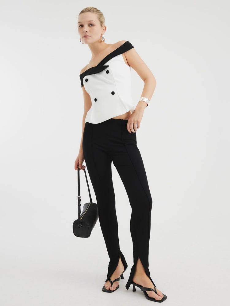 River Island White Double Breasted Bardot Top - Image 2 of 4