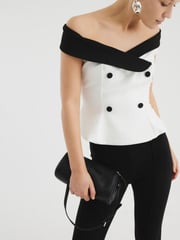 River Island White Double Breasted Bardot Top - Image 3 of 4