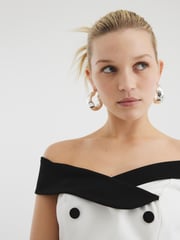 River Island White Double Breasted Bardot Top - Image 4 of 4