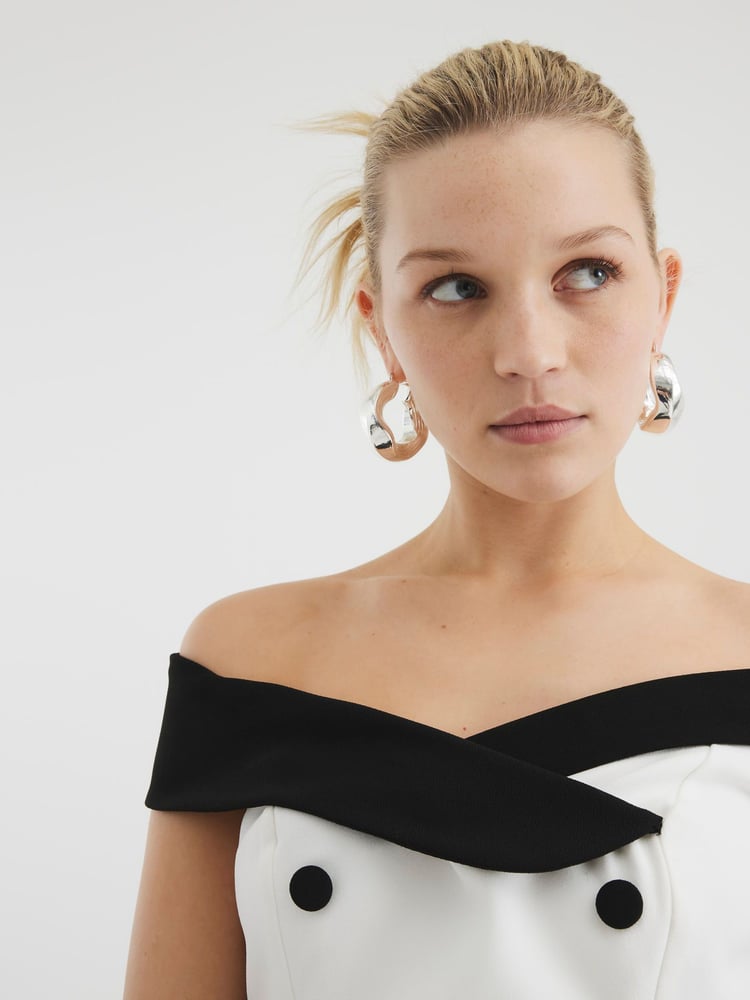 River Island White Double Breasted Bardot Top - Image 4 of 4