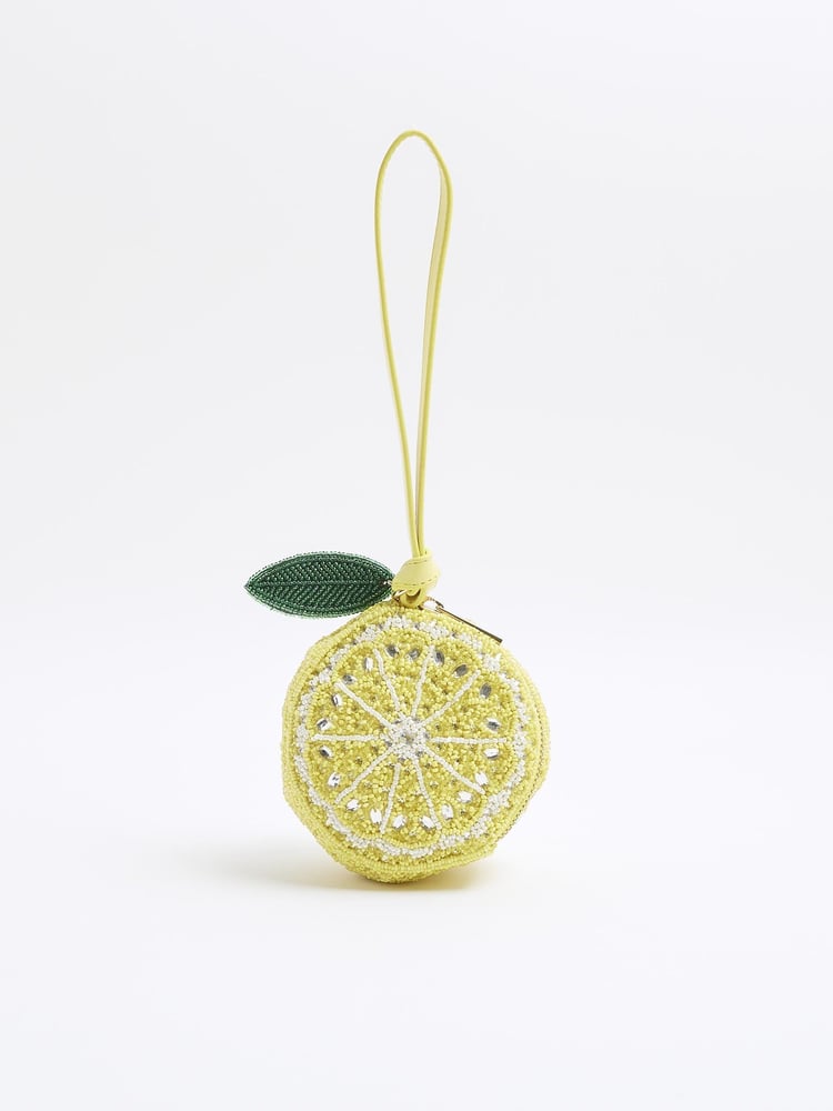 River Island Yellow Beaded Lemon Bag - Image 1 of 6 River Island Yellow Beaded Lemon Bag - Image 1 of 6
