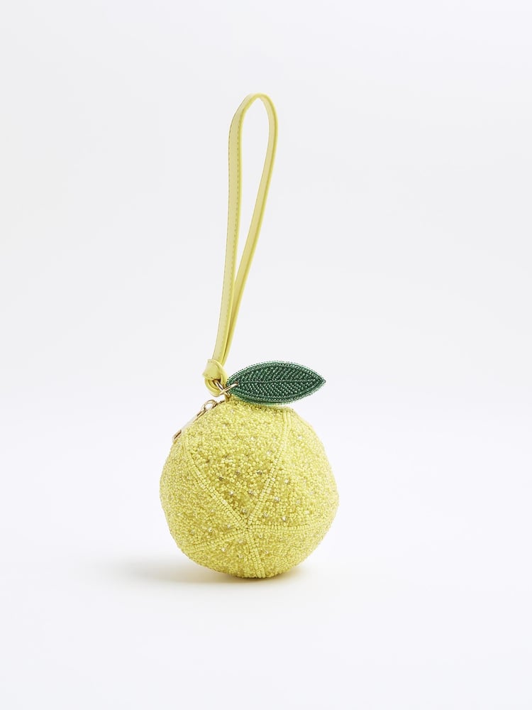 River Island Yellow Beaded Lemon Bag - Image 2 of 6 River Island Yellow Beaded Lemon Bag - Image 2 of 6