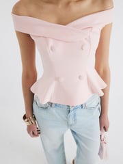 River Island Pink Double Breasted Bardot Top - Image 4 of 4