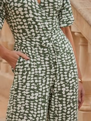 Sosandar Green Printed Belted Jumpsuit - Image 4 of 5
