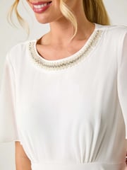 Roman White Petite Trim Neck Short Sleeve Dress - Image 5 of 5