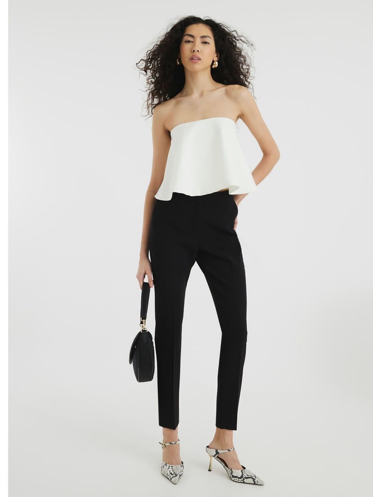 River Island Black Elasticated Cigarette Trousers - Image 1 of 6 River Island Black Elasticated Cigarette Trousers - Image 1 of 6