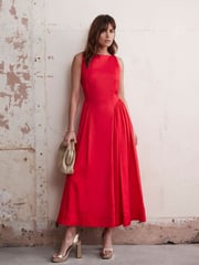 Mint Velvet Red Full Skirt Midi Dress - Image 5 of 6
