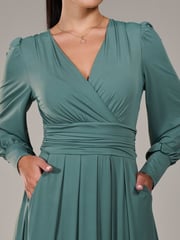 Jolie Moi Green Petite Petite Long Sleeve Soft Silky Jersey Maxi Dress - Image 3 of 6