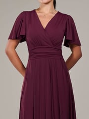 Jolie Moi Purple Petite Short Sleeve Soft Silky Jersey Maxi Dress - Image 3 of 6