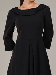 Jolie Moi Black Petite Petite Button Collar Dress - Image 3 of 6