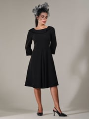Jolie Moi Black Petite Petite Button Collar Dress - Image 4 of 6