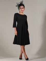 Jolie Moi Black Petite Petite Button Collar Dress - Image 6 of 6