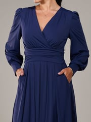 Jolie Moi Blue Petite Petite Long Sleeve Soft Silky Jersey Maxi Dress - Image 2 of 6