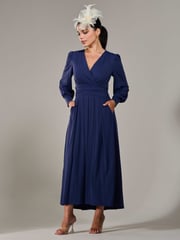 Jolie Moi Blue Petite Petite Long Sleeve Soft Silky Jersey Maxi Dress - Image 4 of 6
