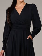Jolie Moi Black Petite Petite Long Sleeve Soft Silky Jersey Maxi Dress - Image 3 of 6