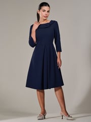 Jolie Moi Blue Petite Petite Button Collar Dress - Image 1 of 6