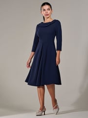 Jolie Moi Blue Petite Petite Button Collar Dress - Image 4 of 6