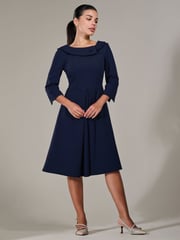Jolie Moi Blue Petite Petite Button Collar Dress - Image 5 of 6