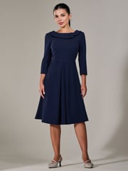 Jolie Moi Blue Petite Petite Button Collar Dress - Image 6 of 6
