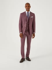 Skopes Red Tapered Fit Jodrell Tweed Effect Suit Trousers - Image 3 of 4
