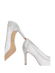 Dune London Silver Wide Fit Brightest Embellished Hotfix Court Heels - Image 6 of 6