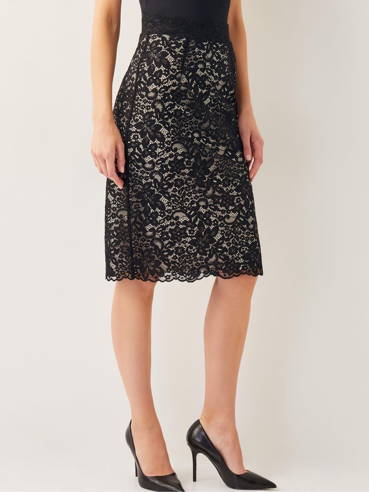 Monsoon Black Ria Lace Pencil Skirt - Image 2 of 6
