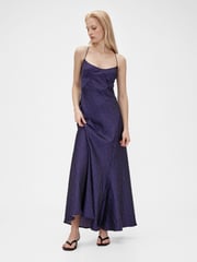 GapStudio Blue Dot Satin Slip Maxi Dress - Image 1 of 7