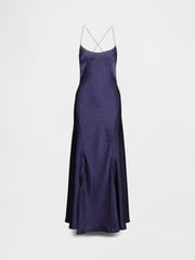 GapStudio Blue Dot Satin Slip Maxi Dress - Image 6 of 7