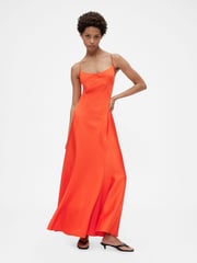 GapStudio Orange Satin Slip Maxi Dress - Image 1 of 7
